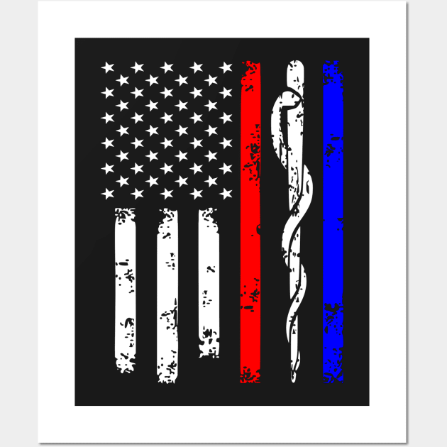 Police & Firefighter & EMT Flag Wall Art by TeeParty